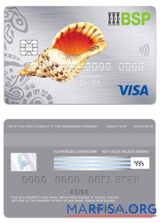Printable Papua New Guinea BSP Bank visa platinum card template